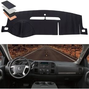 BDFHYK Dashboard Dash Cover PU Dash Mat Compatible with 2007-2014 Tahoe Suburban, Yukon Sierra and 2007-2013 Avalanche Silverado 1500 LTZ
