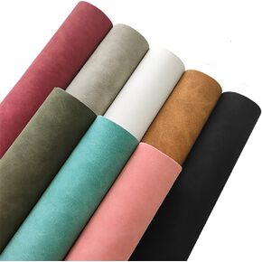 8 Pcs Colored Faux Suede PU Leather Fabric, Soft Smooth Synthetic Crafts Leather Fabric for Handicraft DIY Projects (21cmx30cm) in Saudi Arabia