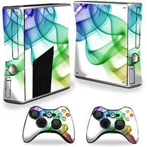 MightySkins Skin Compatible with Microsoft Xbox 360 S Slim + 2 Controller Skins wrap Sticker Skins Smokey Color