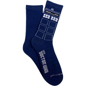 Everything Legwear Doctor Who Stripes Tardis Crew Socks - One Size Fits Most