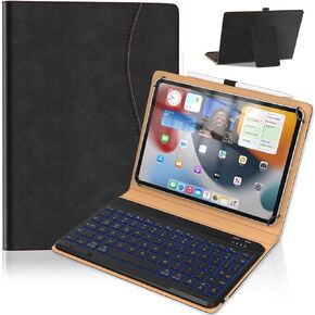 Magnetic Keyboard Case for iPad Air-5th Air-4th Generation 10.9 inch Pro 11 1st/2nd/3rd/4th, 7 Color Backlight BT Keyboard Folio with Pencil Holder, Black