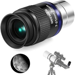 NEEWER Zoom Telescope Eyepiece with 7-21mm Focal Length Range, 40°-57° Field of View, 15mm Eye Relief, 5 Elements in 3 Groups for Astronomic Telescopes with 1.25 Inch Barrel, LS-T22