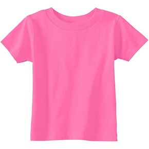 RABBIT SKINS Infant Comfort Ribbed Crewneck Jersey T-Shirt, Raspberry, 12 Months