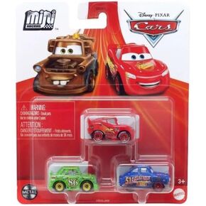 Disney Cars Mini Racers 3 Pack On The Road Lightning McQueen, Chick Hicks and Fabulous Hudson Hornet