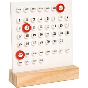 Perpetual Calendar Desk Wood Calendar Stand Acrylic Calendar Desktop Decor for Livingroom Office Shop Bar Week Month Day Display(1pc black)