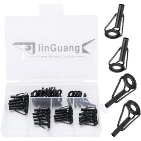 LINGUANG Fishing Rod Replacement Tips Repair Kit 35Pcs and 40Pcs, 50 pcs ，Stainless Steel Ceramic Ring Guide Tips