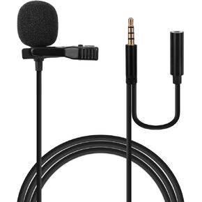 Koffmon Omnidirectional Mini Wired Clip-on Microphone Cable Lavalier Lapel Microphone with 3.5mm TRRS Audio Cord for Recording, Interview, Teaching, Vlog