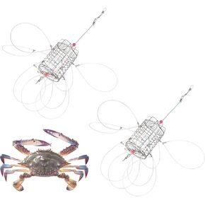 Jahy2Tech 2 حزمة مصيدة سرطان البحر مع 8 حلقات لسرطان الصخور، وسرطان البحر، وسرطان البحر الأزرق، وسرطان البحر الأحمر، وأفخاخ سرطان البحر قابلة لإعادة الاستخدام لقضبان الصيد، مقاومة للماء والتآكل in Kuwait