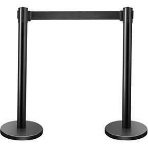 Crowd Control Barriers Stanchions Heavy Duty Premium Steel Black Stanchions 6.6 Feet Black Retractable Belt Safety Barrier Stands & Line Dividers in Saudi Arabia