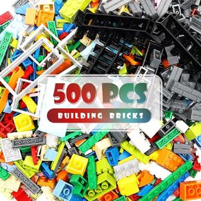 Classic Building Bricks Set, 500 Pieces Basic Building Blocks, STEM Creative Compatible with All Major Brands, Ideal Educational Toy for Kids Teens