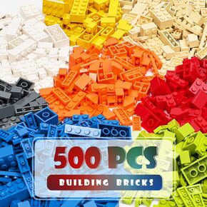 مجموعة مكعبات البناء الكلاسيكية، 500 قطعة مكعبات بناء أساسية، STEM Creative متوافقة مع جميع العلامات التجارية الكبرى، لعبة تعليمية مثالية للأطفال والمراهقين