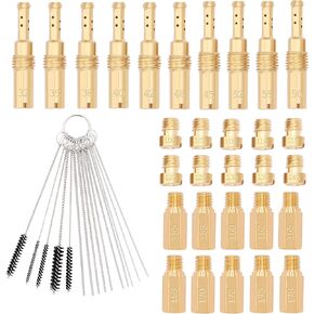 30 Pcs Carburetor Main and Slow Pilot Jets Kit Set for Motorcycle PWK PE Keihin OKO KOSO CVK Type with Carburetor Carbon Dirt Jet Cleaner Brush Kit
