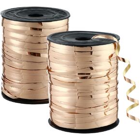 بكرتان بطول 500 ياردة من أشرطة تجعيد ذهبية شامبين مغلفة بشريط مجعد معدني لامع لسلسلة البالونات، وشريط باقة زهور لامعة، وشريط ليزر قزحي الألوان للحرف اليدوية والحفلات، 1000 ياردة in Kuwait