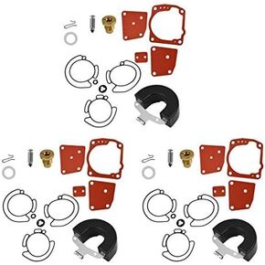 WFLNHB Triple Carburetor Rebuild Kit with Float fits for Many Johnson Evinrude 438996 V6 60 Degree 105 150 175 HP