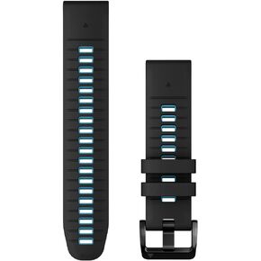 Garmin QuickFit 22 mm Watch Band - Black/Cirrus Blue Silicone Band
