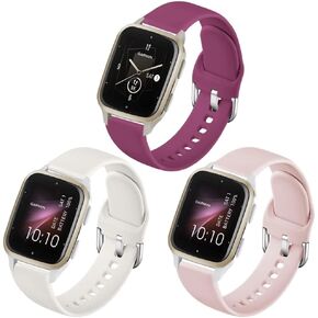 مجموعة من 3 أحزمة Sankel متوافقة مع Garmin Venu Sq 2/Venu Sq/Venu Music/Vivoactive 3/Vivomove HR/Garmin Move Luxe/Style، Forerunner 158/245/645، أساور معصم من السيليكون الناعم مقاس 20 مم
