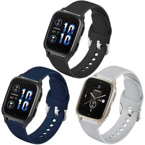 Sankel 3 Pack Band Compatible for Garmin Venu Sq 2/Venu Sq/Venu Music/Vivoactive 3/Vivomove HR/Garmin Move Luxe/Style,Forerunner 158/245/645, 20mm Soft Silicone Strap Wristbands