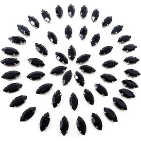 Honbay 50PCS 7x15mm (Sew on or Glue on) Horse Eyes Claw Rhinestones for Clothes, Bags, Shoes, Hats, DIY Crafts and More (Champagne)