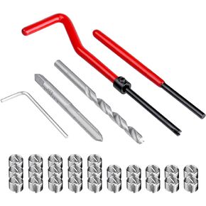 Mesee 30 Pieces Thread Repair Tool Kit Metric Helical Coil Inserts M5 x 0.8mm HSS Drill Screw Tap Helicoil Rethreading Repairing Tool for Car Stripped & Damaged Threads
