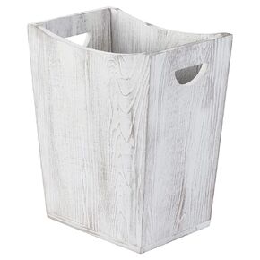 SEHERTIWY Wood Trash Can, Farmhouse Wastebasket Bin for Bathroom, Office, Bedroom, Living Room, Small Square Rustic Garbage Container (Wood-Black)