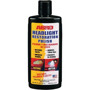 ABRO Headlight Restoration Polish, 8oz., Crystal-Clear Brilliance, Enhanced Visibility & Yellow Haze Elimination for Headlights and Taillights