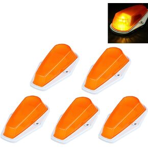 5 Pack Amber Cab Marker Light Assembly with Base Housing Fit For 1980-1997 F-150 F-250 F-350 F Super Duty Pickup 15442