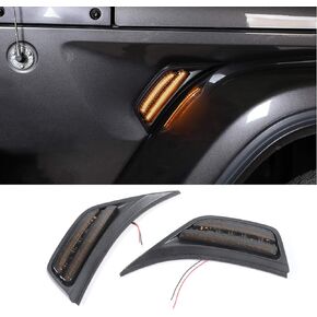 Voodonala for Jeep JL LED Fender Marker Lights,Side Turn Signal Lamp LED Amber Blinker Turn Signal Lights Mudguard Indicator Light for 2018-2024+Jeep Wrangler JL JLU Gladiator JT Accessories,Smoke 2pc