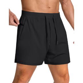 Mens Running Shorts 5 Inch with Zipper Pockets Lightweight Quick Dry Stretch Workout Athletic Gym Shorts for Training