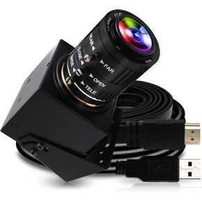 ELP 4K USB HDMI Camera Manual Zoom Webcam Variable Focus PC Camera Mini Close-up Camera for Computer H.264 Telescope USB Security Camera 8mp IMX415 Industrial CCTV Camera (3.6-10mm 3X Zoom Lens)