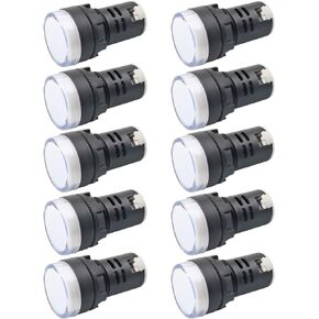 Indicator Light AC/DC 110V 20mA LED Flush Panel Mount White 10 Pcs