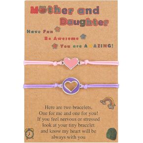 أساور الابنة، سوار العودة إلى المدرسة أنا وأمي، سوار سلسلة قابل للتعديل على شكل قلب مع سحر الفيل من الفولاذ المقاوم للصدأ، سوار اليوم الأول من المدرسة للفتيات المراهقات in Kuwait