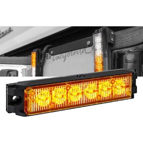 4pc NanoFlare 5.25" 6W AMBER WHITE LED Flashing Strobe Light Head [SAE CLASS 1] [72 Flash Mode] [Multi Units Sync-able] [Surface-Mount] Yellow Amber Emergency Grille Police Light for Truck Vehicle