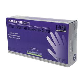 Adenna PCS778 Precision 4 Mil Powder-Free Nitrile Exam Gloves, Medical Grade, Blue-Violet, X-Large, Box of 90