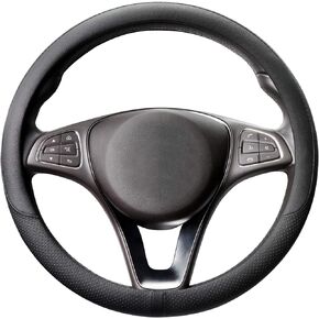 COFIT Microfiber Car Steering Wheel Cover Auto Universal Leather 15 Inch Non-Slip Wrap Protection, Black (Suit for 14 1/2-15 Inch)