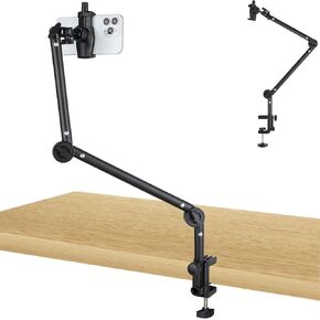 Mippko Phone Holder for Desk/Bed/Table,Phone Mount Stand for Bed Laying Down,Flexible Adjustable Clamp Clip Phone Mount Stand Compitable 3.5~7.5 inch iPhone/Nexus/HTC/LG/Smartphone