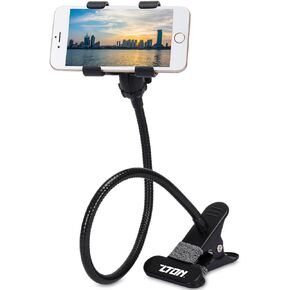 ZTON Metal-Enhanced Cell Phone Holder, Mobile Phone Stand, Lazy Bracket, Flexible Long Arms Clip Mount for iPhone, LG, etc.in Office Bedroom Desktop (Black)