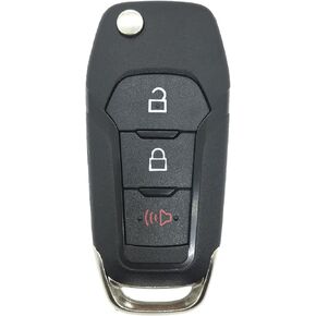 Folding Flip Key Fob Shell Case Fit for Ford F-150 F-250 F-350 2015 2016 2017 2018 2019 2020 Explorer (2016-2020) F-350 F-450 N5F-A08TAA Keyless Entry Remote Car Key Fob Cover (3 Buttons)