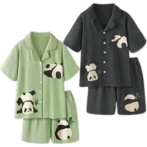 Matching Pajamas For Couples Panda Print 2 Pieces Loungewear Top and Short Homewear Set