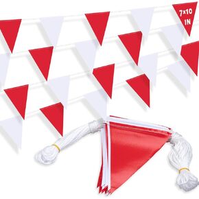 105ft Pennant Banner Flags, 7"x10" Fluorescent Multicolor Safety Flagging Banner Warning Flags for Construction Site/Traffic Control/Boundary Barrier Signs, Perimeter Marking Flags on String, 45 Flags
