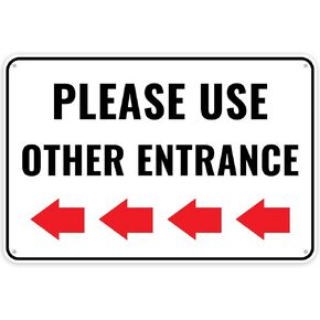 1PC Please Use Other Door Sign Right Arrow, 12 x 8 Inches - Aluminum - Please Use Other Entrance for Employees Visitors Deliveries