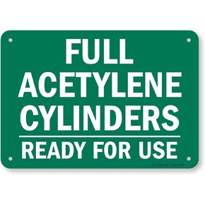 SmartSign "Full Acetylene Cylinders - Ready for Use" Sign | 7" x 10" Plastic
