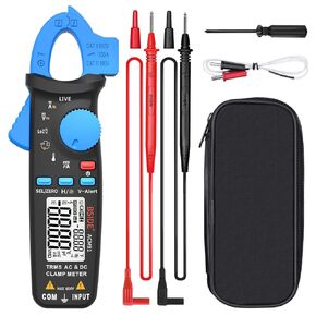 BSIDE DC Amp Clamp Meter 1mA Current True RMS Auto-Ranging 6000 Counts Digital Ammeter Hz Temperature Capacitance Live Check V-Alert Low Impedance Voltage Tester with Back Clip