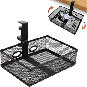 RHBLME Under Desk Drawer Storage, Black 360-Degree Rotating Desk Organizer Clamp-on Swivel Pencil Drawer, Desk Hidden Desk Clamp Shelf for Office Tables, Easy to Install, Desk Accessories