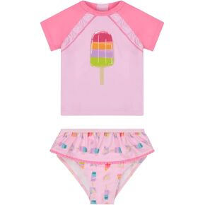 Andy & Evan Girls' Short and Long Sleeve Rashguard Sets, Summer Ready Swimsuits for Kids and Toddlers