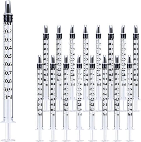 20 Pack 1ml Plastic Syringes, Individual Packaging, Used in Scientific Laboratories, Measuring, Watering, Refilling, Pets, Medical Students, Oiling or Gluing Machines (1ml) in Kuwait