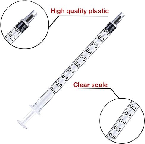 20 Pack 1ml Plastic Syringes, Individual Packaging, Used in Scientific Laboratories, Measuring, Watering, Refilling, Pets, Medical Students, Oiling or Gluing Machines (1ml) in Kuwait