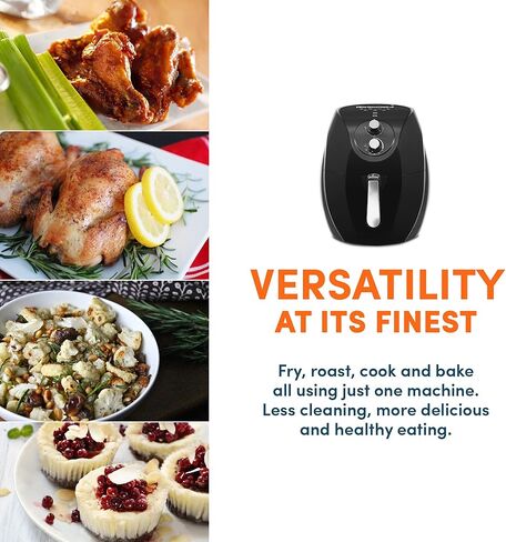 Elite Gourmet EAF-658 Electric 6.5Qt Air Fryer, XXL Capacity, 4.75Lbs of Food, 1700WOil-Less Healthy Cooker Timer & Temperature Controls, 26 Recipe Cookbook in Saudi Arabia