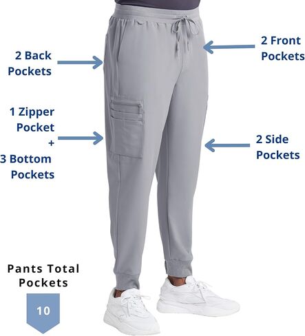 10-Pocket Jogger Scrub Pants for Men – Moisture Wicking, Ultra-Soft, Wrinkle-Resistant Medical Scrub Pants in Saudi Arabia