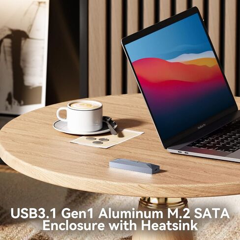 Yottamaster M.2 SATA SSD Enclsoure، USB C 6Gbps خارجي M.2 SSD Enclsoure لمفتاح B-Key وB&M Key 2280/2230/2242/2260 SATA SSD، حاوية M.2 من الألومنيوم مع مبدد حراري [TR2-رمادي] in Saudi Arabia