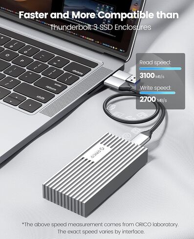 ORICO NVMe SSD Enclosure 40Gbps M.2 to USB-C Adapter for NVMe M-Key 4TB SSD 2280, Aluminum M2 External SSD Case, Compatible with Thunderbolt 3/4 USB3.2/3.1/3.0/Type C -M234-SV-V1 in Saudi Arabia